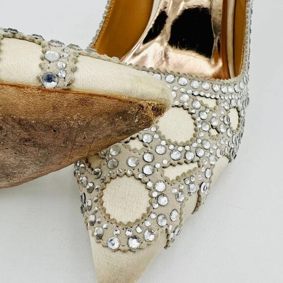 Badgley Mischka Collection Rouge Embellished Evening Pointed Toe Pump Size 8 - Picture 13 of 14